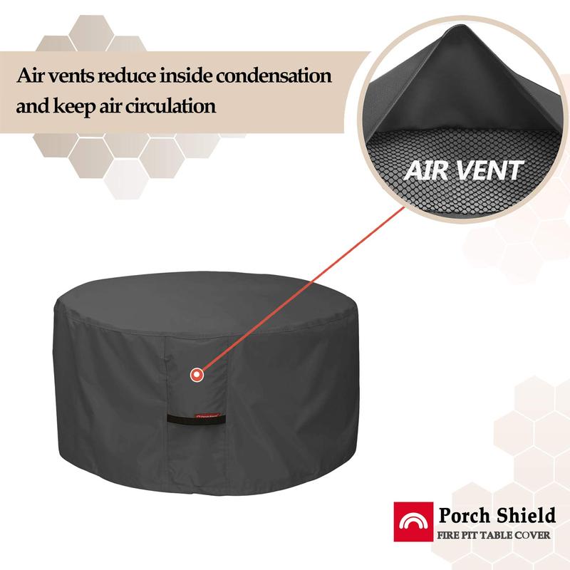 Porch Shield Fire Pit Cover - Waterproof 600D Heavy Duty Square Patio Fire Pit Table Cover Black - 28 x 28 inch