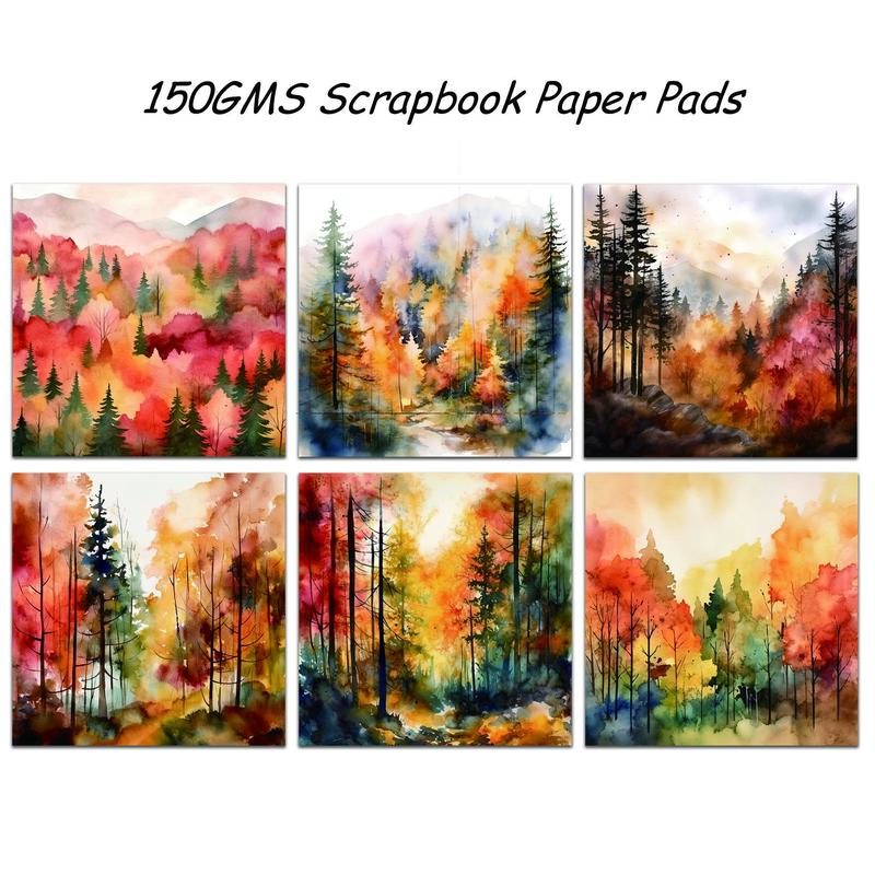 Autumn Forest Pattern Sticker Set, 72pcs set Including 12pcs  Papers & 60pcs Stickers, Decoration Sticker for Phone Case, Computer, Guitar, Bag, Water Cup, Scrapbook