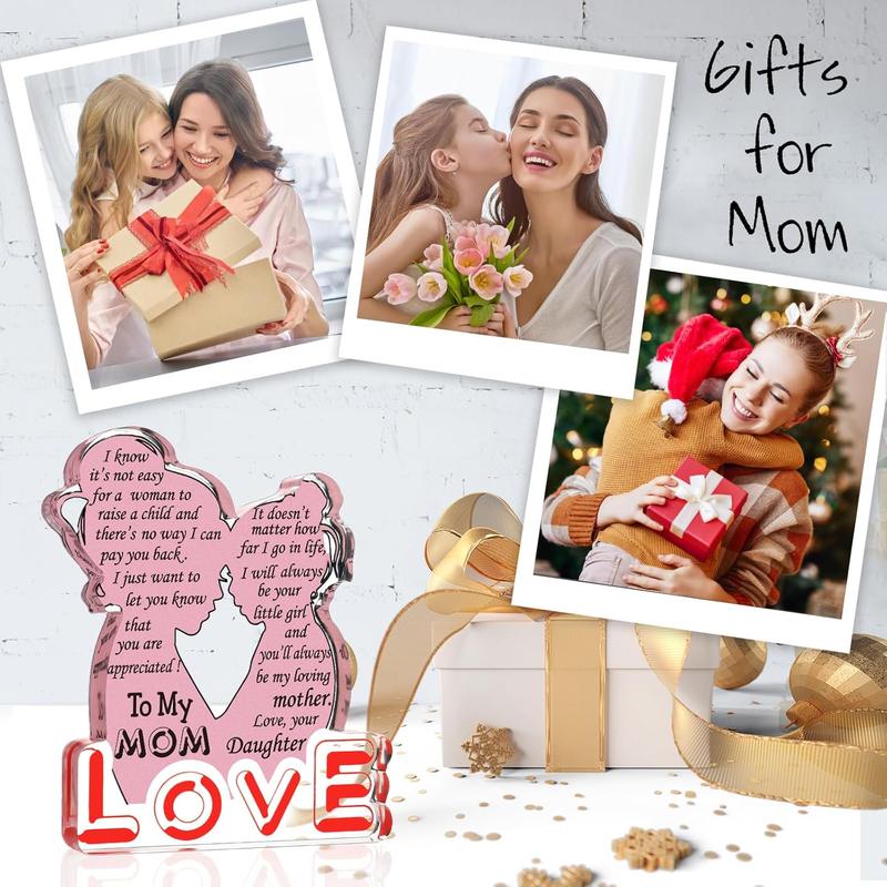 Gifts for Mom from Daughter, Mother Gifts Mama Gifts Mommy New Mom Bonus Step Mom Gifts Ideas, Presents for Mom Birthday Christmas Love Gifts, Mom Desk Decor Accessories Ornament Acrylic Sign Plaque