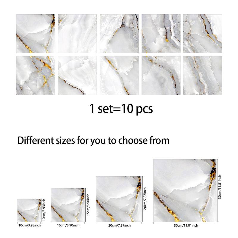 Marble Pattern Tile Sticker, Removable Waterproof Self Adhesive Tile Sticker, Snazzy Decal Tile, Decorative Tile Sticker for Kitchen, Laundry, Bathroom, Home Decor, Chill Room Accessories for Japanese Style Bathroom Tiles, Bathroom Gadgets 2024