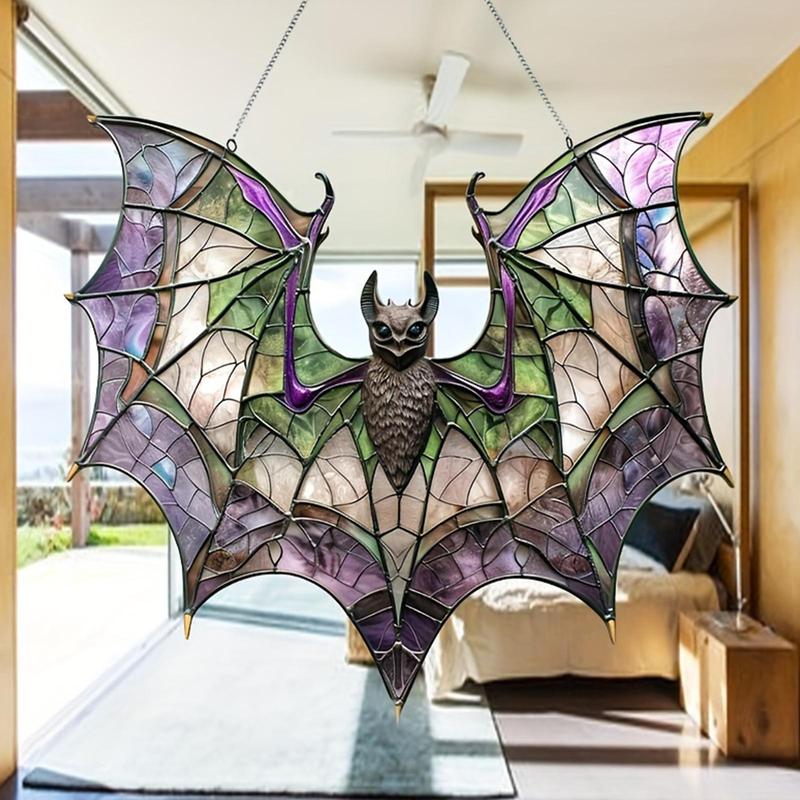 Bat Design Sun Catcher, 1 Count Modern Acrylic Hanging Ornament, Versatile Decor for Home Office Dormitory Window Office