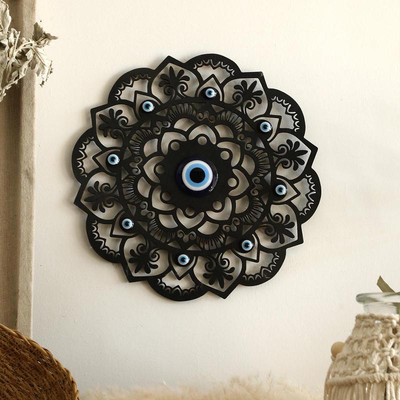 Wooden Hollow Out Flower Design Wall Art, Creative Eye Design Wall Decor, Wall Hanging Decor for Home Living Room Bedroom Office