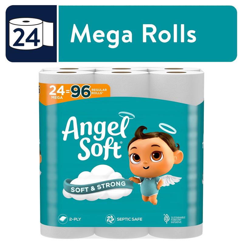 Angel Soft 2-Ply Toilet Paper, 24 Mega Rolls