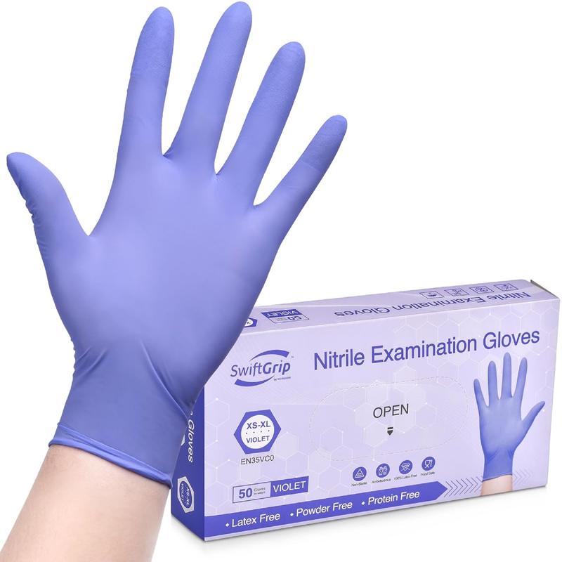 100pc SwiftGrip Disposable Nitrile Exam 3-mil Latex Free Medical Cleaning Food-Safe Gloves