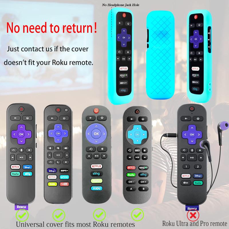 2 Pack Remote Case Battery Cover for TCL Roku Smart TV Steaming Stick Remote, Silicone Protective Controller Universal Sleeve Skin Glow in The Dark Blue and Green