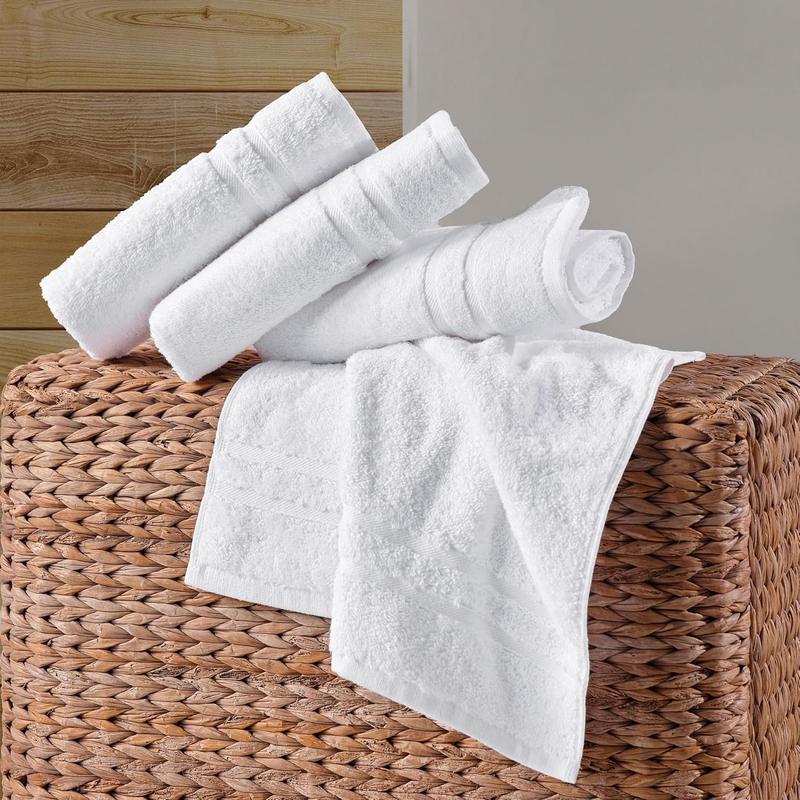 White Hand Towels for Bathroom, Set of 4, 16x29 Inch, Premium Turkish Cotton, Highly Absorbent Hotel Collection, Blissful Luxury Spa Feel, White Towels