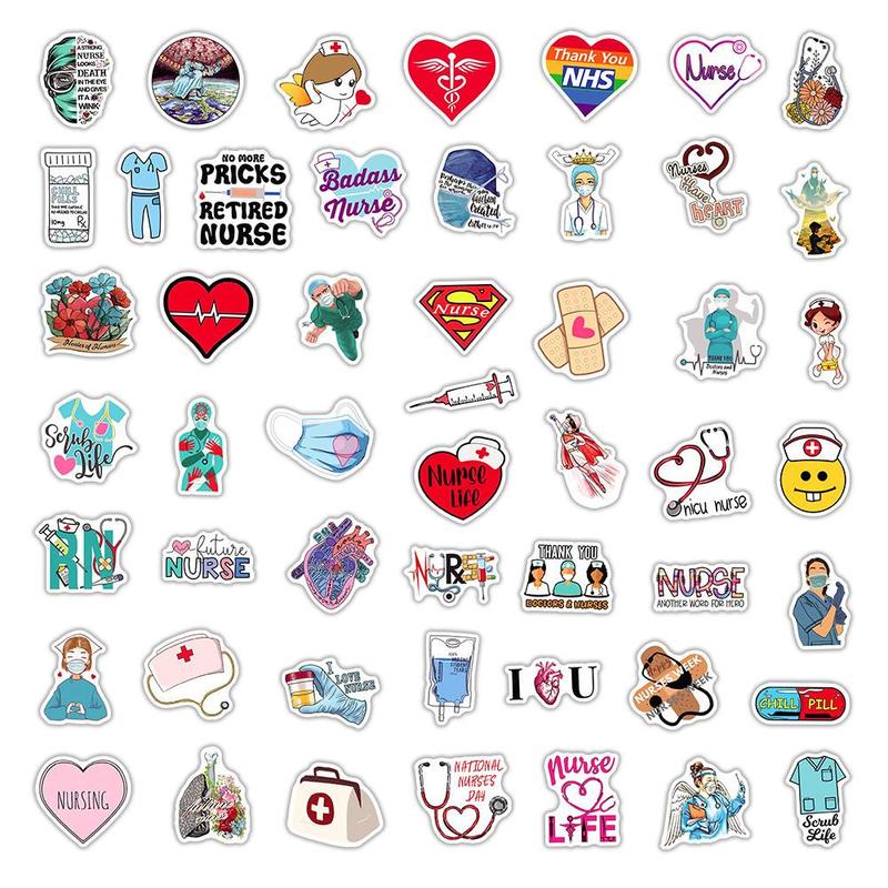 100pcs Doctor Nurse Series Pattern Sticker, Waterproof Cartoon Sticker, Decoration Sticker For Phone Case, Computer, Guitar, Bag, Water Cup, Scrapbook