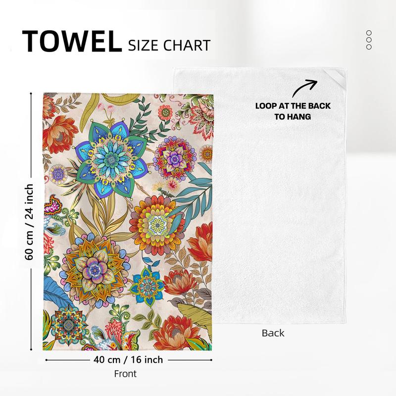 Floral Pattern Kitchen Towel, 2pcs set Soft Absorbent Cleaning Towels, Household Cleaning Cloth