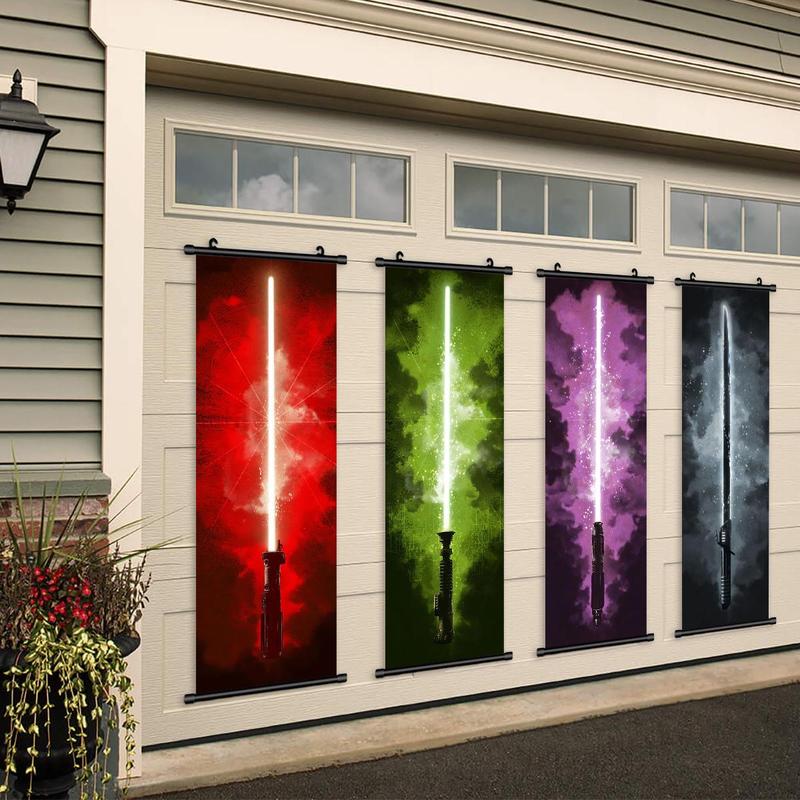 Lightsaber Pattern Hanging Wall Art Poster, 4 Counts set Modern Vertical Scroll Painting Decorating Banner, Fashion Wall Art Decor for Home Living Room Bedroom, Wall Art Painting Room Decor, Christmas 2024 Ornament, Christmas Gift Ideas, Stocking Stuffers