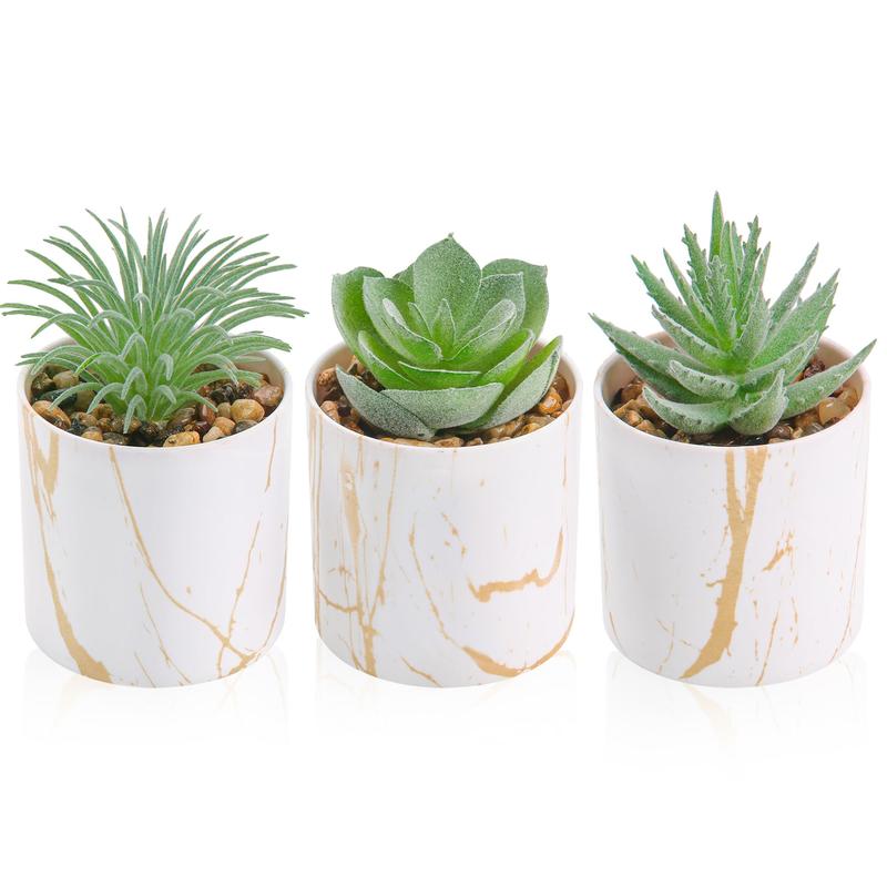 3 Packs Small Fake Plants Succulents Plants Artificial in Pots for Home Office Desk Decor for Women Decorative