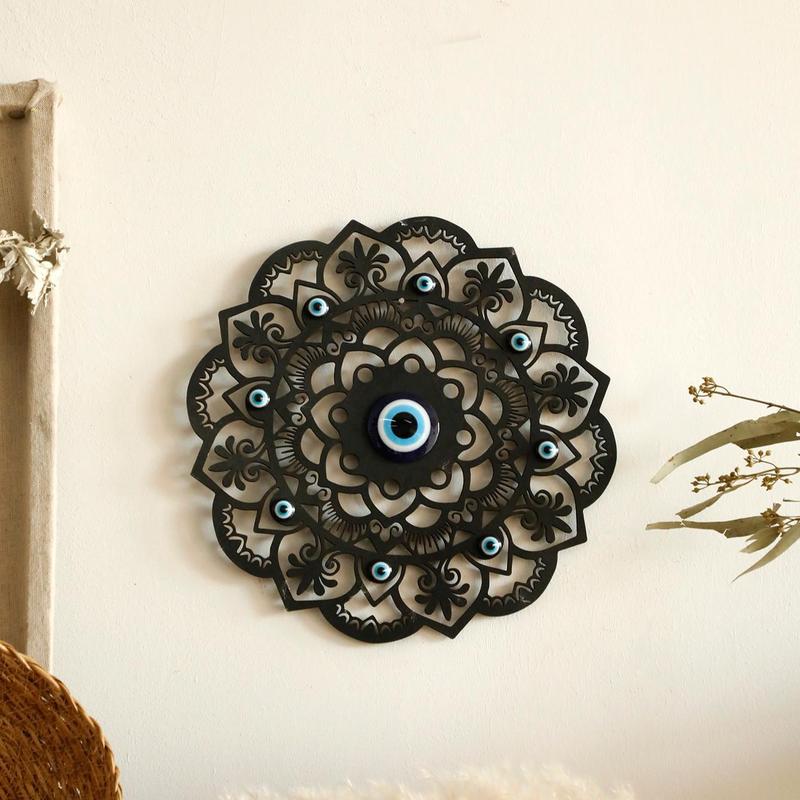 Wooden Hollow Out Flower Design Wall Art, Creative Eye Design Wall Decor, Wall Hanging Decor for Home Living Room Bedroom Office