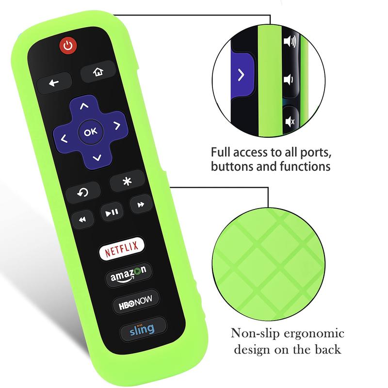 2 Pack Remote Case Battery Cover for TCL Roku Smart TV Steaming Stick Remote, Silicone Protective Controller Universal Sleeve Skin Glow in The Dark Blue and Green