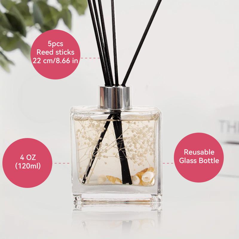 2 PCS  8 fl. oz  Air Fusion Reed Diffuser Set with Sticks, Essential Incense Oil Air Freshener for Bathroom, Office, Gym, and Bedroom Fragrance,Clean Cotton，Mandarin & Ginger，Eucalyptus & Spearmint