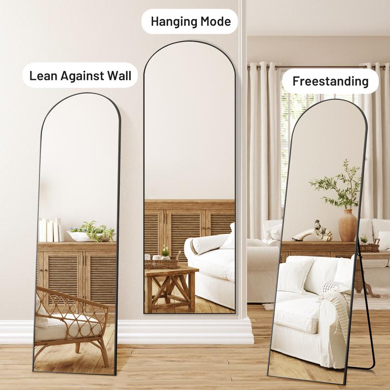 Full Length Mirror Body Floor Standing Mirror Hanging or Leaning Against Wall, Wall Mirrors with Stand Aluminum Alloy Thin Frame for Bedroom Cloakroom