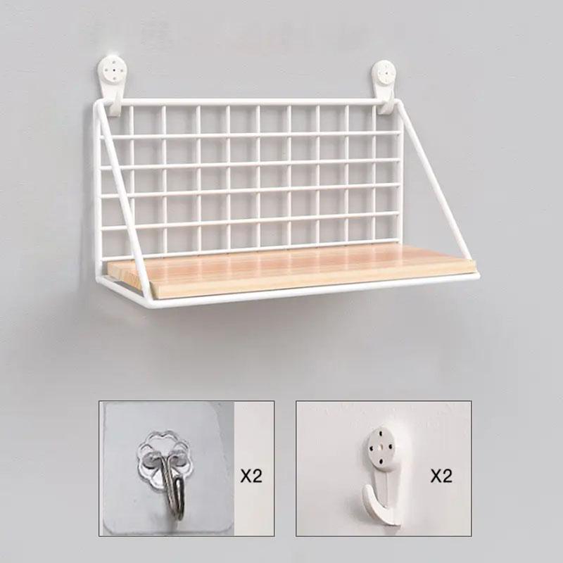 Wall Mounted Storage Rack, Self-adhesive Wall Storage Floating Shelf, Wall Shelf for Bathroom, Kitchen, Living Room & Balcony