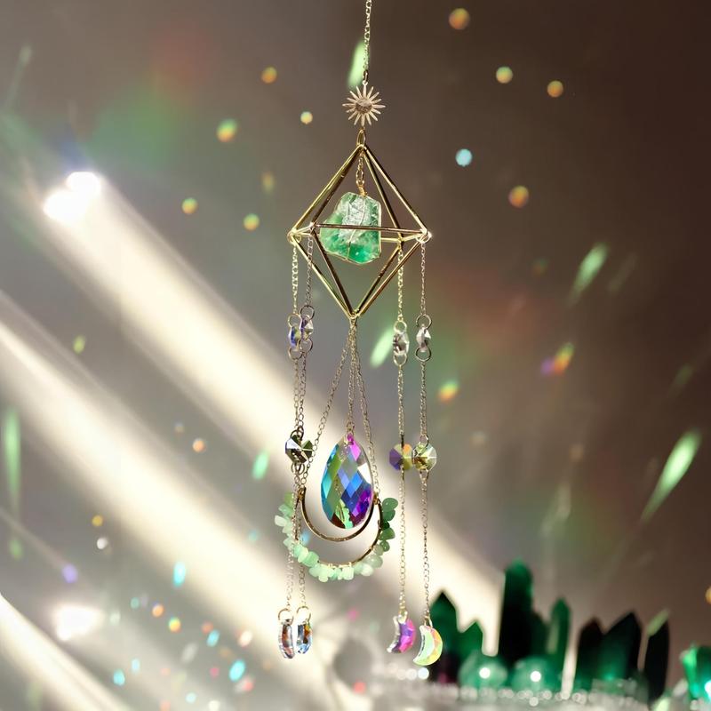 Artificial Crystal Hanging Decor, 1 Count Colorful Hanging Ornament, Hanging Decor for Home Living Room Bedroom Garden Window Wall Decoration