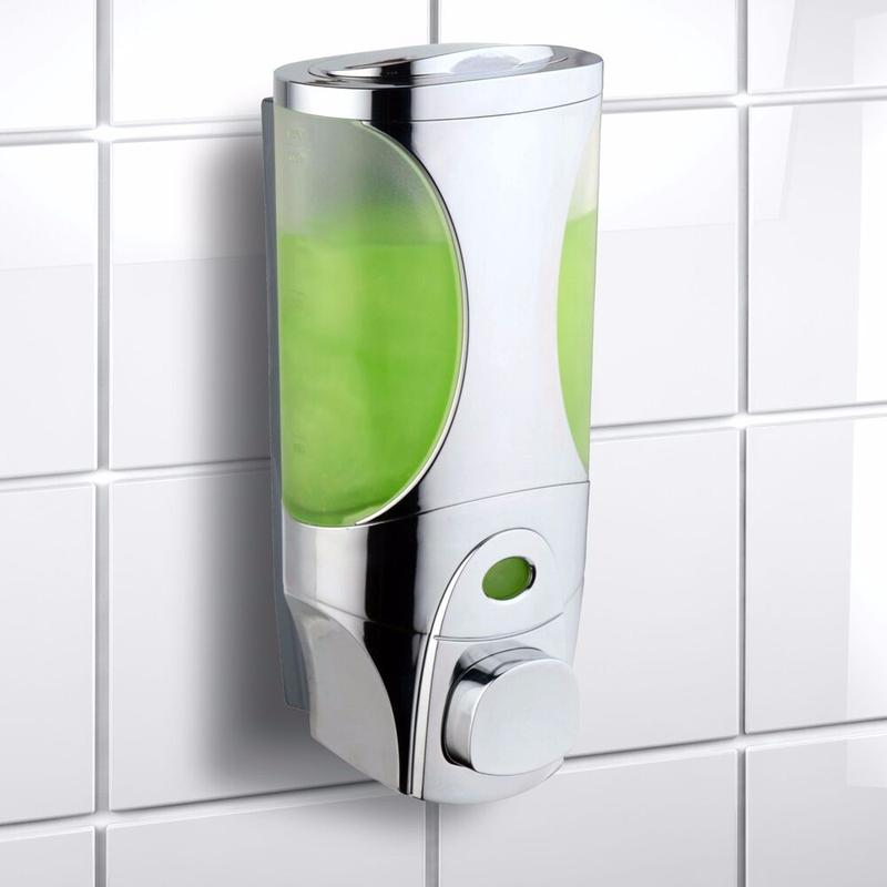 Soap Dispenser Bathroom Wall Mount Shower Shampoo Lotion Container Holder System  Plastic Boxes Installation Pump