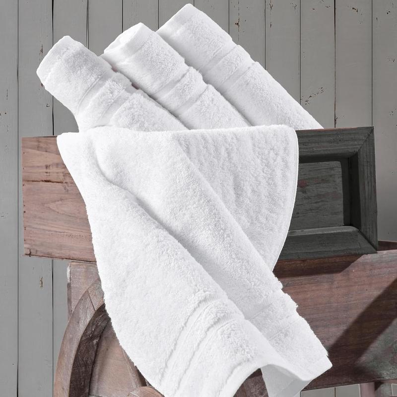 White Hand Towels for Bathroom, Set of 4, 16x29 Inch, Premium Turkish Cotton, Highly Absorbent Hotel Collection, Blissful Luxury Spa Feel, White Towels