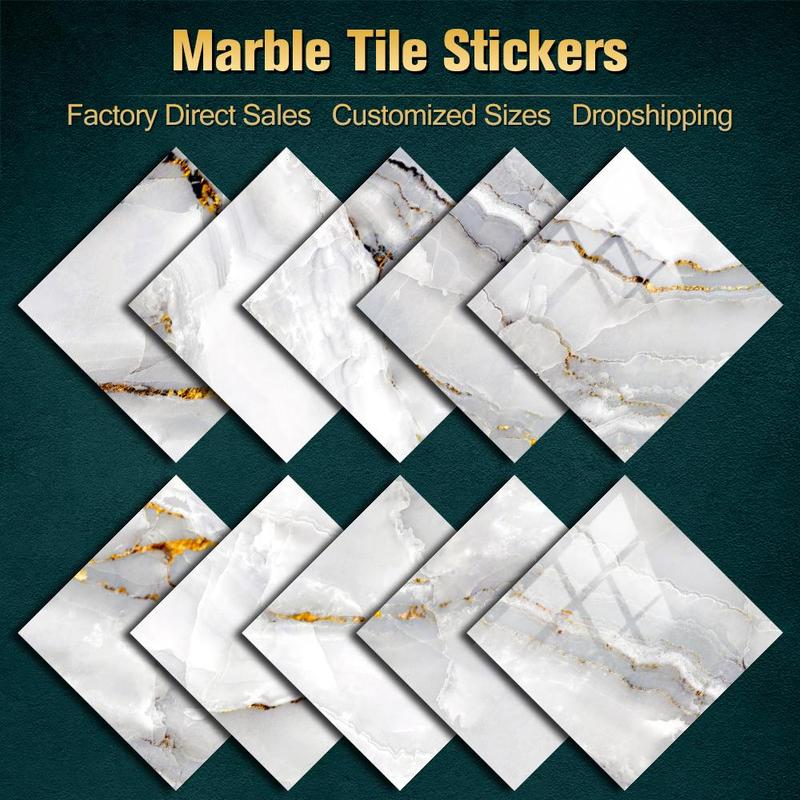 Marble Pattern Tile Sticker, Removable Waterproof Self Adhesive Tile Sticker, Snazzy Decal Tile, Decorative Tile Sticker for Kitchen, Laundry, Bathroom, Home Decor, Chill Room Accessories for Japanese Style Bathroom Tiles, Bathroom Gadgets 2024