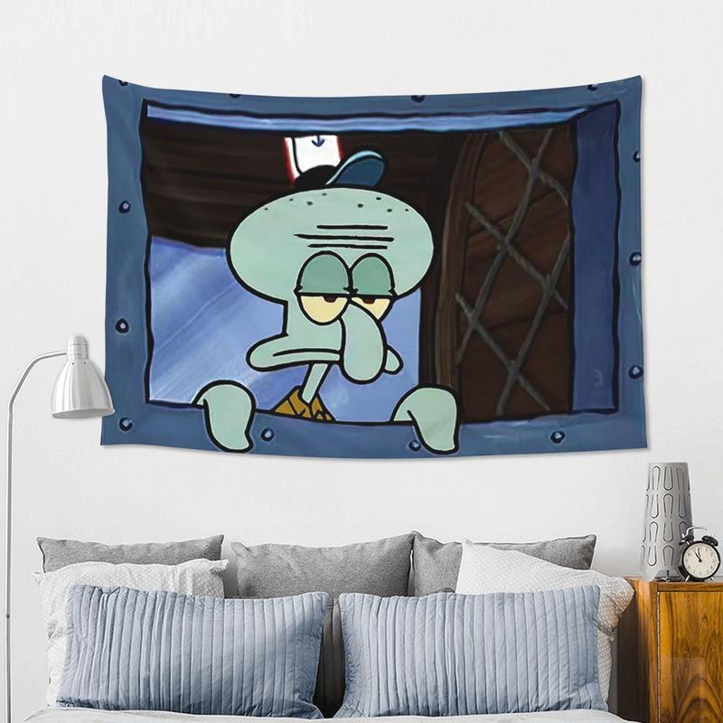 Cartoon Squidward Tapestry wall tapestry poster for college dorm cave bedroom living room office party decoration gift