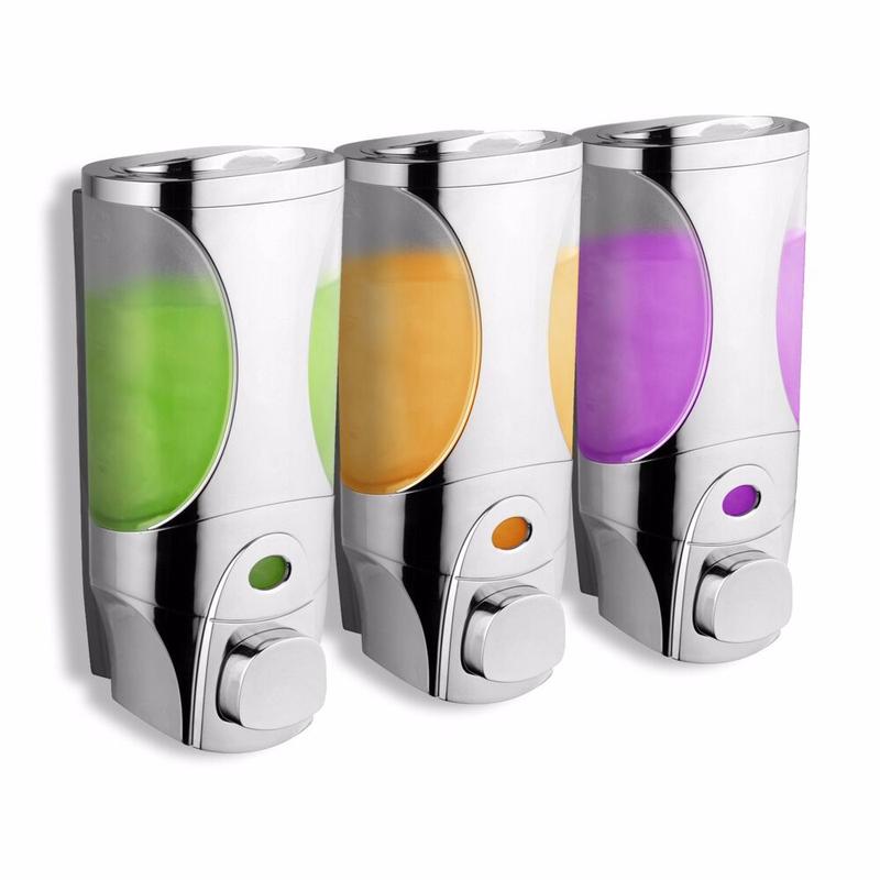 Soap Dispenser Bathroom Wall Mount Shower Shampoo Lotion Container Holder System  Plastic Boxes Installation Pump