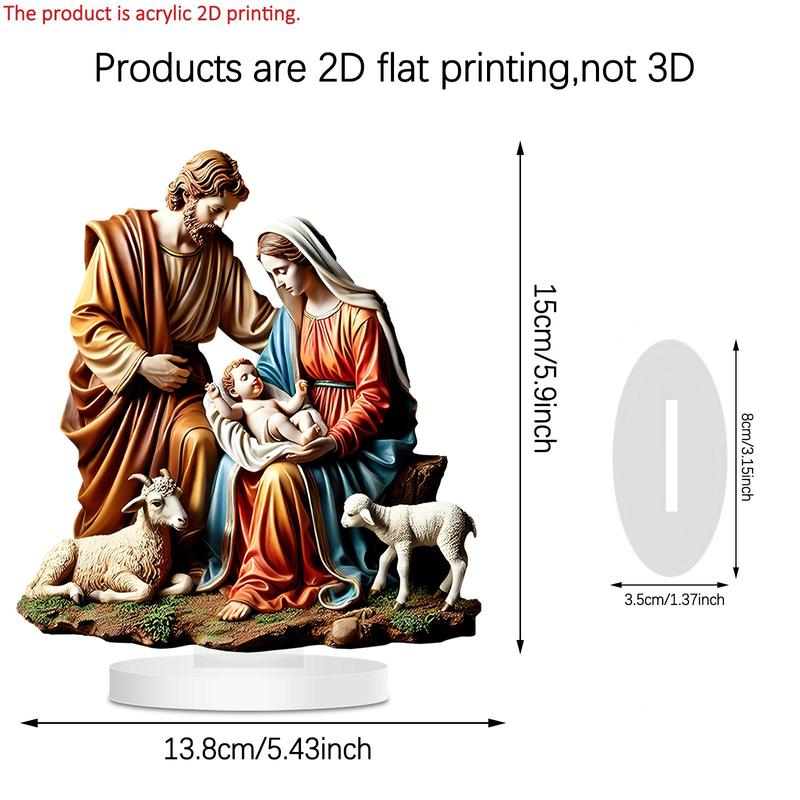 Nativity Scene Design Desktop Ornament, 1 Count Acrylic Desktop Decoration, Multifunctional Desktop Ornament for Home, Office, Bedroom, Cafe