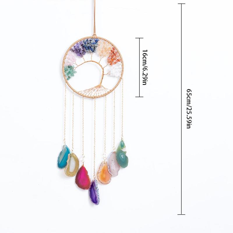 Boho Style Tree Of Life Dream Catcher, 1 Count Artificial Crystal Decor Hanging Decor, Wall Hanging Ornament for Home Living Room Bedroom Decor