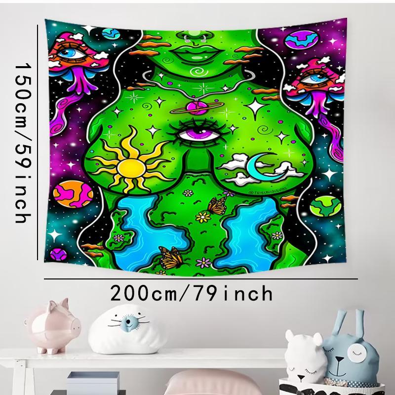 Psychedelic Nature Abstract Pattern Tapestry, Aesthetic Wall Hanging Decor, Polyester Tapestry for Bedroom Home Office Decor