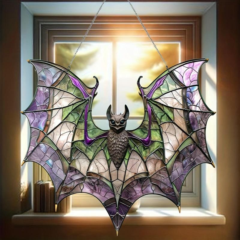 Bat Design Sun Catcher, 1 Count Modern Acrylic Hanging Ornament, Versatile Decor for Home Office Dormitory Window Office