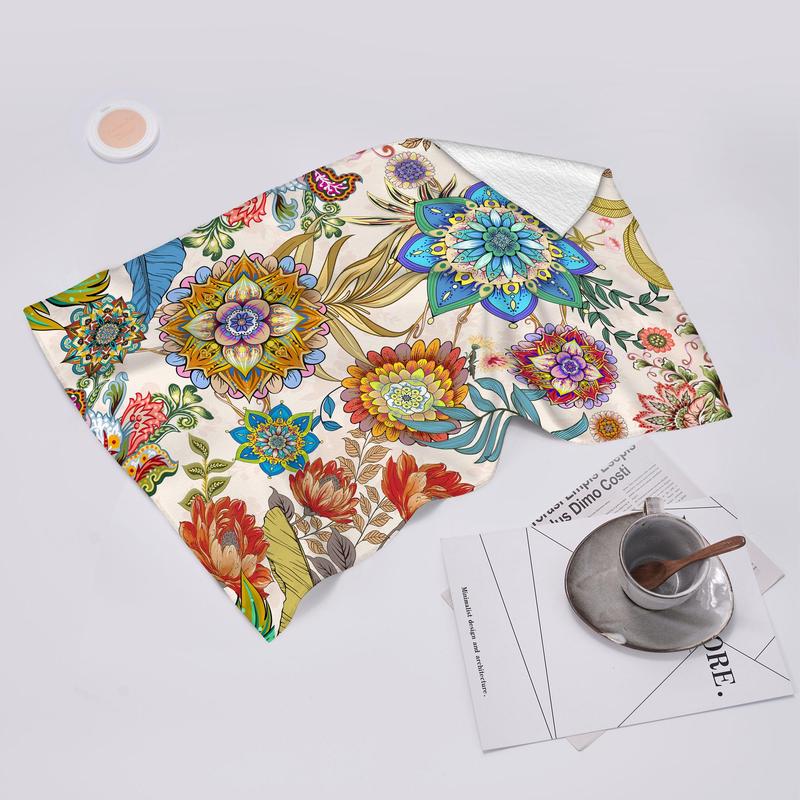 Floral Pattern Kitchen Towel, 2pcs set Soft Absorbent Cleaning Towels, Household Cleaning Cloth