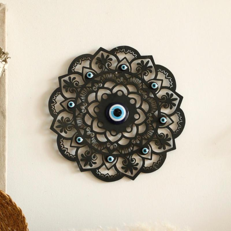 Wooden Hollow Out Flower Design Wall Art, Creative Eye Design Wall Decor, Wall Hanging Decor for Home Living Room Bedroom Office