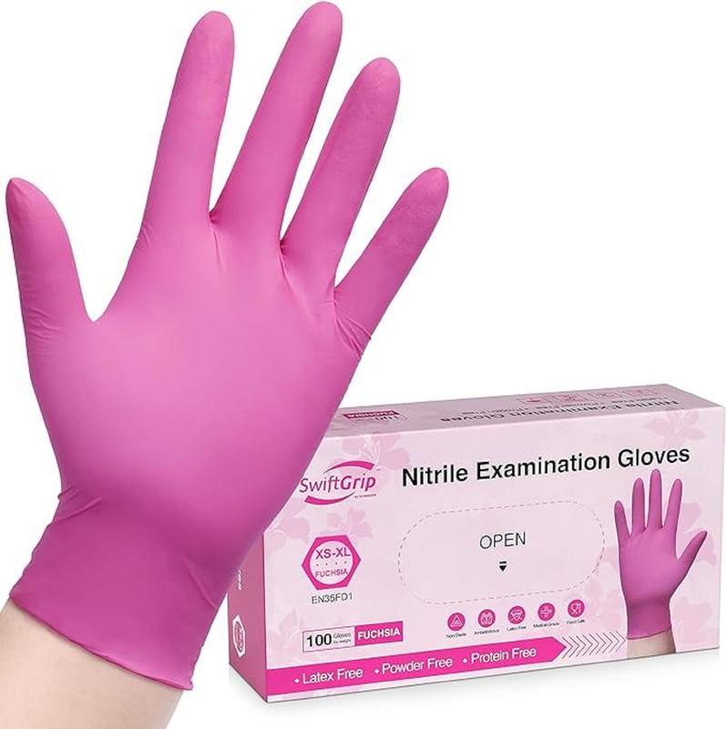 100pc SwiftGrip Disposable Nitrile Exam 3-mil Latex Free Medical Cleaning Food-Safe Gloves