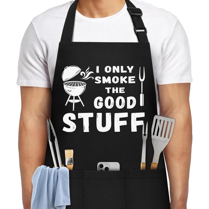 Funny Aprons for Men, Men’s Funny Chef Cooking Grilling BBQ Apron with 2 Pockets, Gifts for Christmas Father's Day Birthday