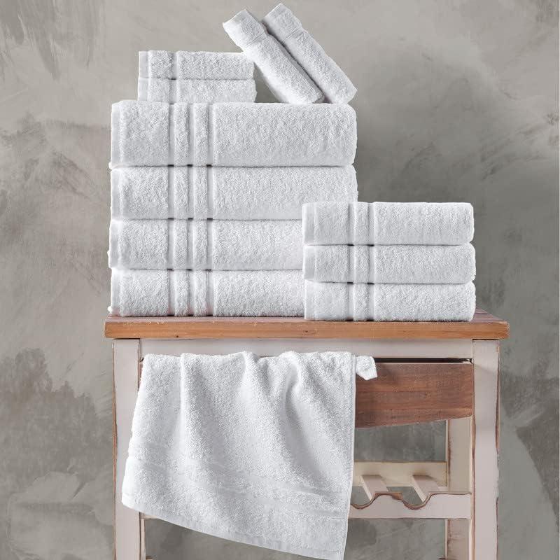 White Hand Towels for Bathroom, Set of 4, 16x29 Inch, Premium Turkish Cotton, Highly Absorbent Hotel Collection, Blissful Luxury Spa Feel, White Towels