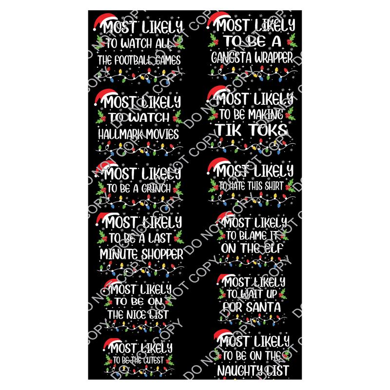 DTF Christmas Most Likely To Gang Sheet 22x40