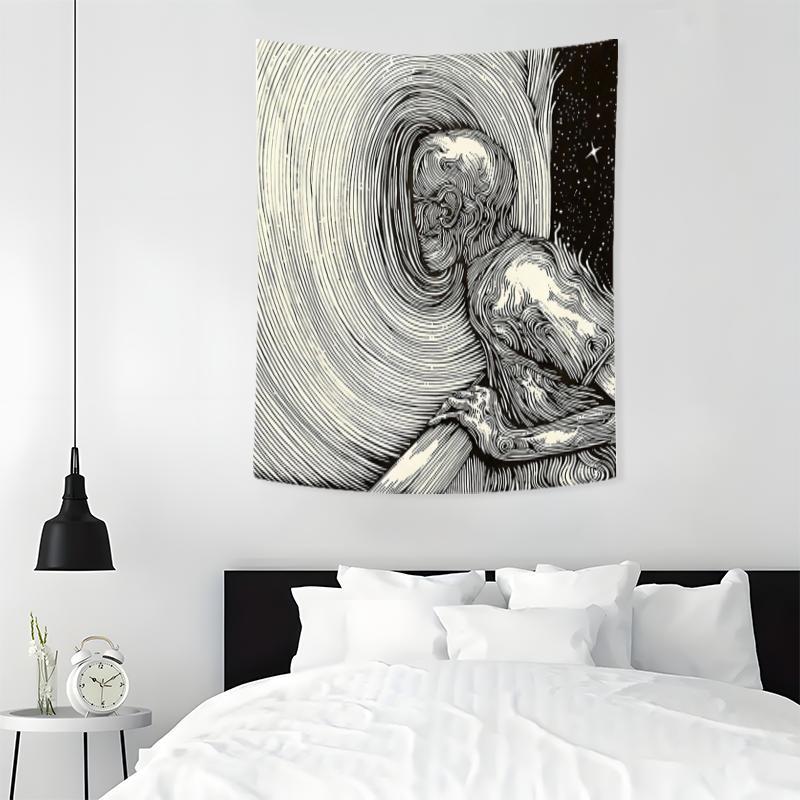 Surreal Distorted Face Pattern Tapestry, 1 Count Aesthetic Wall Hanging Decor, Tapestry for Bedroom Home Office Decor, Home Accessories