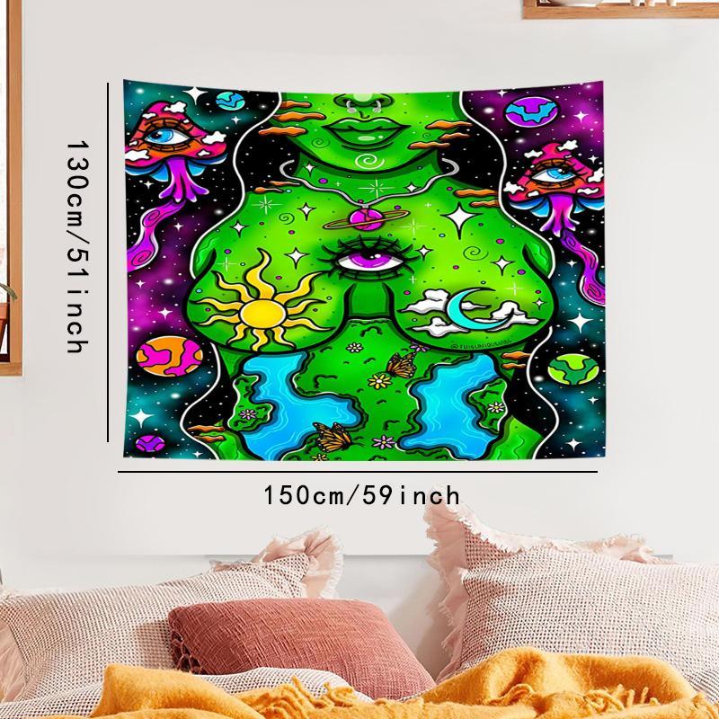 Psychedelic Nature Abstract Pattern Tapestry, Aesthetic Wall Hanging Decor, Polyester Tapestry for Bedroom Home Office Decor