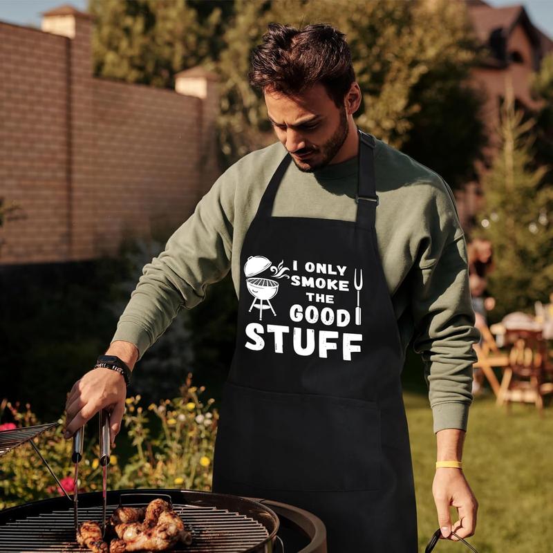 Funny Aprons for Men, Men’s Funny Chef Cooking Grilling BBQ Apron with 2 Pockets, Gifts for Christmas Father's Day Birthday