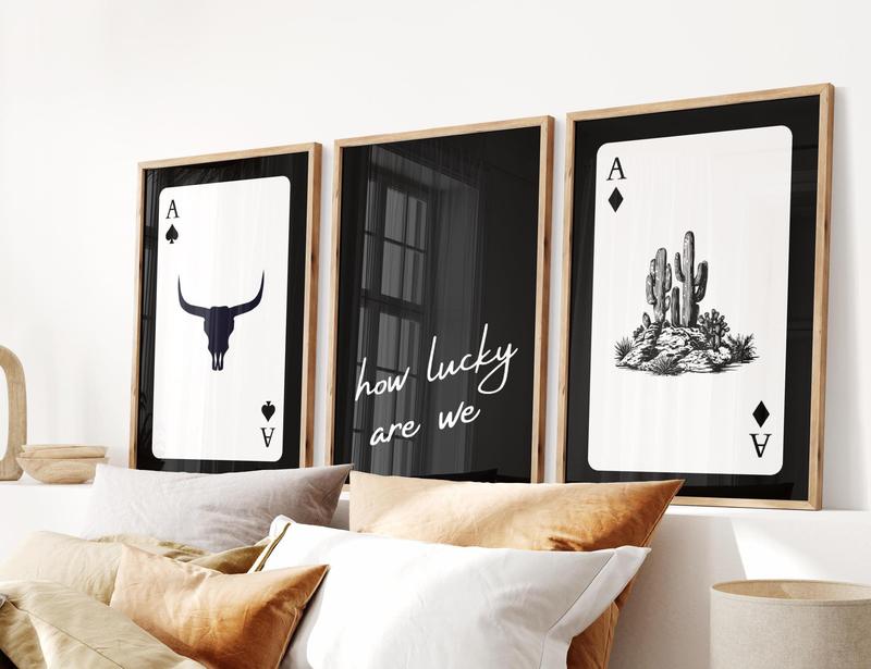 How Lucky Are We TRendy Poster, Ace Playing Card Poster, Trendy Western Wall Art, Retro Cowgirl Print, Modern Cowboy Decor,  Retro Home Decor, Art Picture Printing Modern Room No Frame cowboy poster