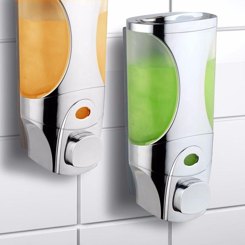 Soap Dispenser Bathroom Wall Mount Shower Shampoo Lotion Container Holder System  Plastic Boxes Installation Pump