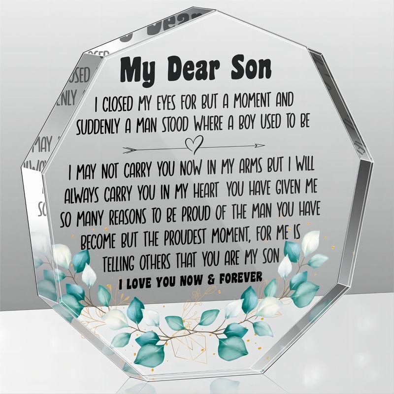 My Dear Son Letter Pattern Ornament, Unique Acrylic Home Desktop Decor, Birthday Gift for Son, Home Decor