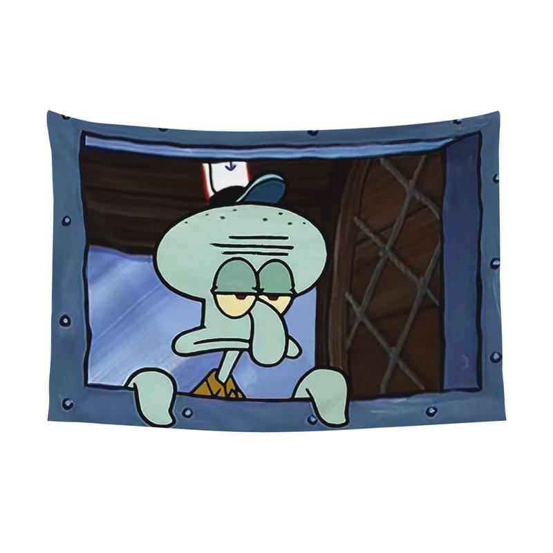 Cartoon Squidward Tapestry wall tapestry poster for college dorm cave bedroom living room office party decoration gift