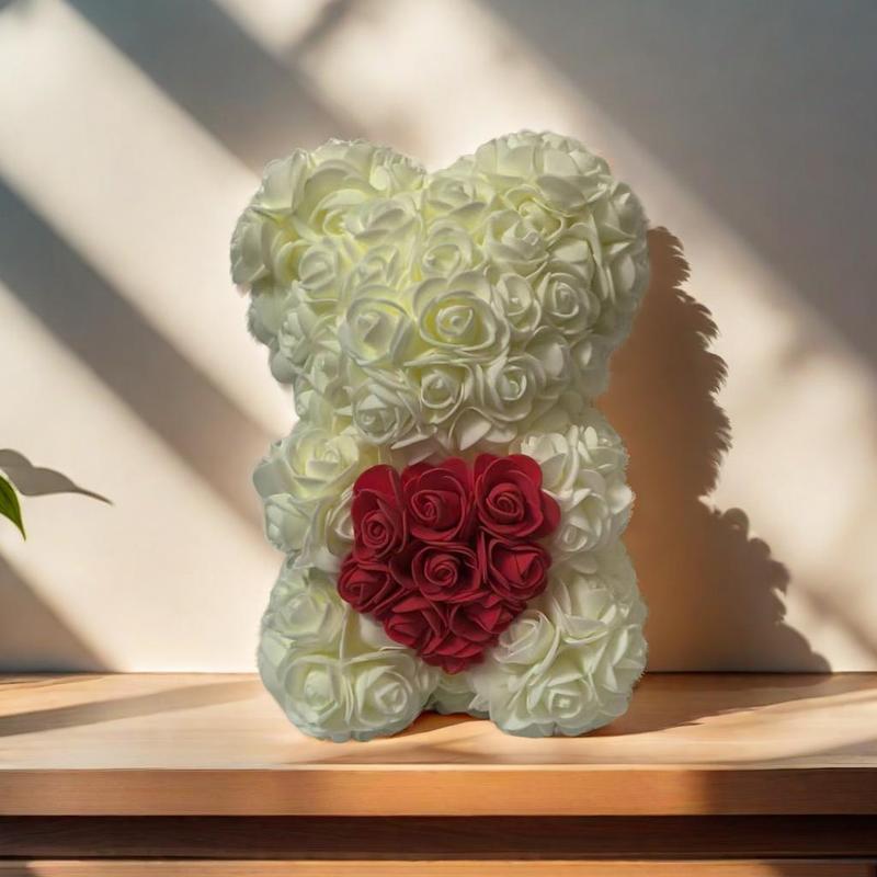 Bear Shaped Rose Flower, 1 Count Romantic Cute  Rose Flower Ornament, Creative Gift for Birthday Festival Wedding Anniversary