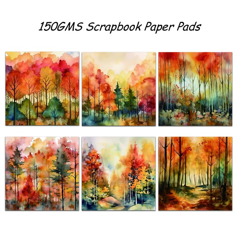 Autumn Forest Pattern Sticker Set, 72pcs set Including 12pcs  Papers & 60pcs Stickers, Decoration Sticker for Phone Case, Computer, Guitar, Bag, Water Cup, Scrapbook