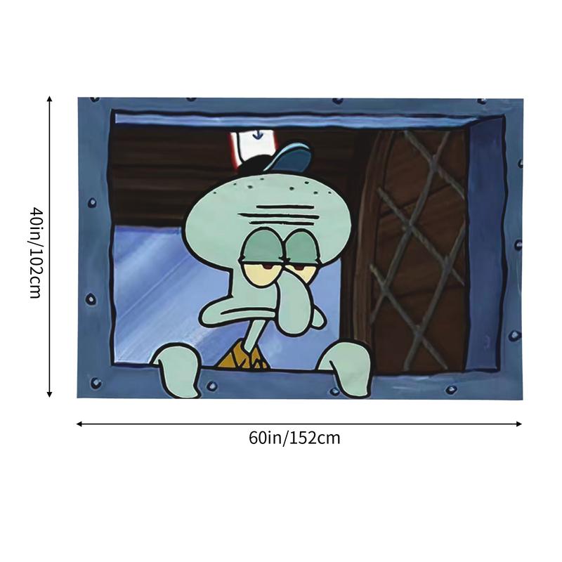 Cartoon Squidward Tapestry wall tapestry poster for college dorm cave bedroom living room office party decoration gift