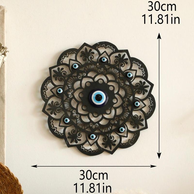 Wooden Hollow Out Flower Design Wall Art, Creative Eye Design Wall Decor, Wall Hanging Decor for Home Living Room Bedroom Office