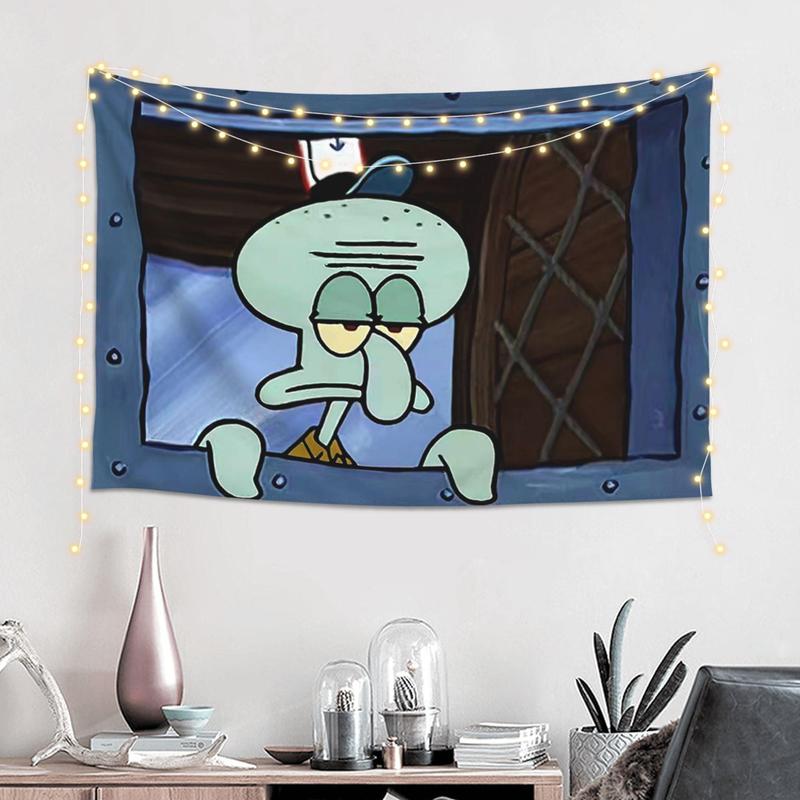 Cartoon Squidward Tapestry wall tapestry poster for college dorm cave bedroom living room office party decoration gift