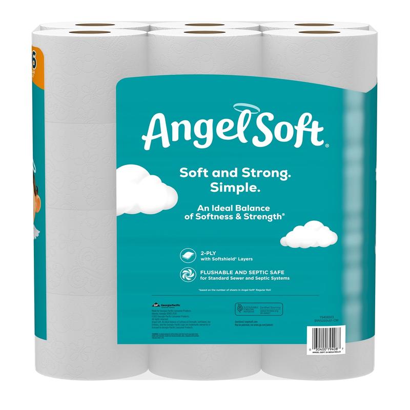 Angel Soft 2-Ply Toilet Paper, 24 Mega Rolls