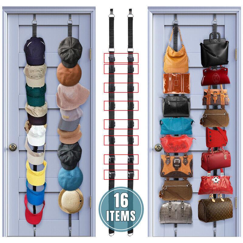 16 Hooks Baseball Cap Hat Closet Rack Wall Door Hanger Holder Storage Organizer