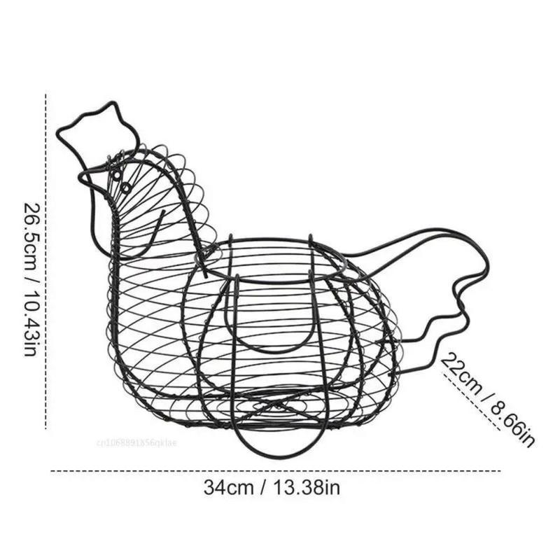 Homewares Chicken Hen Shaped Egg Collection Storage Wire Egg Collection Basket